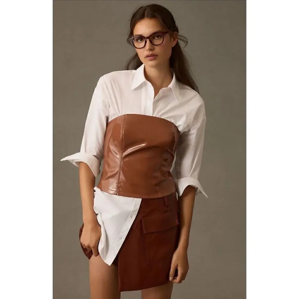 NWT Anthropologie Faux Leather Tube Top